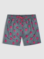 Short de Plage Motif de Fraise à Cordon M Gris