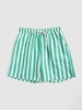 Short de Plage Motif de Rayure Verticale en Blocs de Couleurs à Cordon L Vert