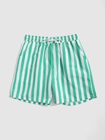 Short de Plage Motif de Rayure Verticale en Blocs de Couleurs à Cordon M Vert