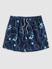 Short de Plage Rétro Motif de Chaîne Baroque M Bleu