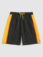 Short de Sport Applique Rayé Détaillé à Cordon L Noir