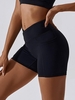 Short de Sport Asymétrique à Taille Froncée avec Poche pour Téléphone M Noir