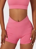 Short de Sport Cintré à Côté à Bande Large S Rose clair