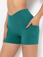 Short de Sport en Couleur Unie avec Poche Latérale Design M Vert profond