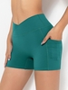 Short de Sport en Couleur Unie avec Poche Latérale Design S Vert profond