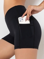 Short de Sport en Couleur Unie avec Poche Latérale Design Xs Noir