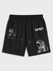 Short de Sport Motif de Planète S Noir