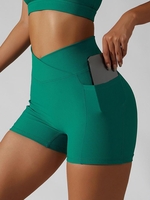 Short de Sport Texturé avec Poches Latérales à Taille Haute S Vert profond