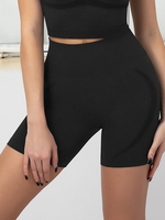Short de Sport Yoga Tricoté à Taille Haute Elastique S Noir
