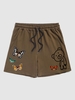 Short de Survêtement à Cordon de Serrage Motif Ours et Papillon M Café profond