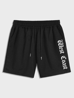 Short de Survêtement à Imprimé Gothique Lettre Graphique à Cordon Xl Noir