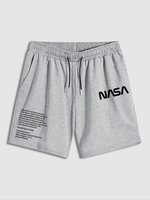 Short de Survêtement à Imprimé Lettre à Cordon M Gris clair