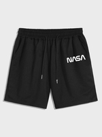 Short de Survêtement à Imprimé Lettre à Cordon M Noir