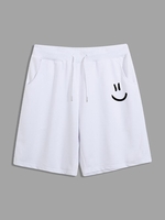 Short de Survêtement en Coton Graphique Visage Souriant M Blanc