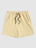 Short de Survêtement en Couleur Unie à Cordon M Jaune clair