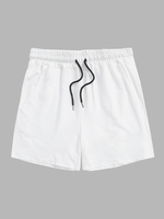 Short de Survêtement en Couleur Unie à Cordon S Blanc