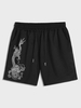 Short de Survêtement Motif de Dragon Style Chinois S Noir