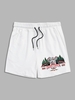 Short de Survêtement Motif de Montagne GRAND CANYON à Cordon L Blanc