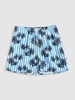 Short de Vacances de Plage Rayé Cocotier Xl Bleu clair