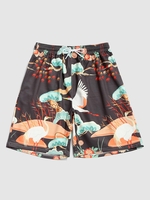Short de Vacances Grue Volant à Imprimé Fleur Rayé Xl Brun chêne