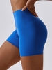 Short de Yoga Sport à Taille Haute Couleur Unie M Bleu