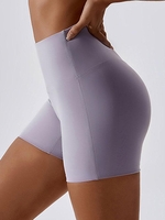 Short de Yoga Sport à Taille Haute Couleur Unie M Violet clair