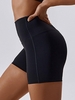 Short de Yoga Sport à Taille Haute Couleur Unie S Noir