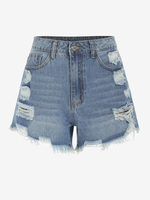 Short Denim à Taille Haute L Bleu