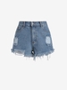 Short Denim Côtelé Découpé Xs Bleu