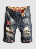 Short Denim Déchiré à Jointif 36 Bleu profond