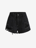 Short Denim Déchiré à Taille Haute L Noir