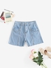 Short Effrangé à Taille Haute avec Poche en Denim S Bleu