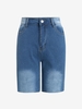 Short Effrangé à Taille Haute avec Poche en Denim Xl Bleu