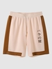 Short en Couleur Jointive à Imprimé Japonais à Cordon S Café lumière