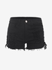Short en Jean Déchiré à Taille Basse à Lacets M Noir
