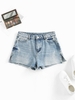 Short Fendu à Ourlet Brut en Denim M Bleu clair
