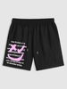 Short Graphique Slogan Sourire en Coton S Noir