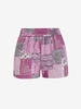 Short Matelassé à Imprimé Echarpe Jointif avec Poche Style Bohémien S Rose clair