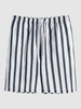 Short Rayé Design Texture en Coton et en Lin avec Poche Xxl Bleu profond