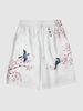 Short Style Chinois à Imprimé Fleuri Xl Blanc