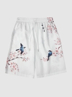 Short Style Chinois à Imprimé Fleuri Xl Blanc