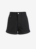 Short Taille Haute à Ourlet Roulé en Denim Xs Noir