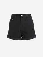 Short Taille Haute à Ourlet Roulé en Denim Xs Noir