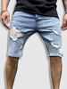 Shorts en Denim Démaquillés à Fermeture à Glissière M Bleu clair