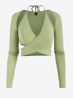 Shrug de Haut à Col Halter Croisé et de Haut Enveloppé S Vert