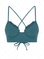 Soutien-gorge de Bikini Croisé Rembourré Côtelé à Armature Xxl Vert profond