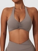 Soutien-gorge de Sport à Dos Nu à Col Halter en Couleur Solide M Gris