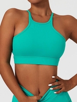 Soutien-gorge de Sport à Séchage Rapide sans Dos en Couleur Unie S Vert