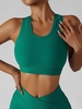 Soutien-gorge de Sport Classique Côtelé en Couleur Unie L Vert profond