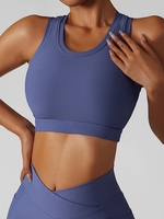 Soutien-gorge de Sport Classique Côtelé en Couleur Unie M Pourpre